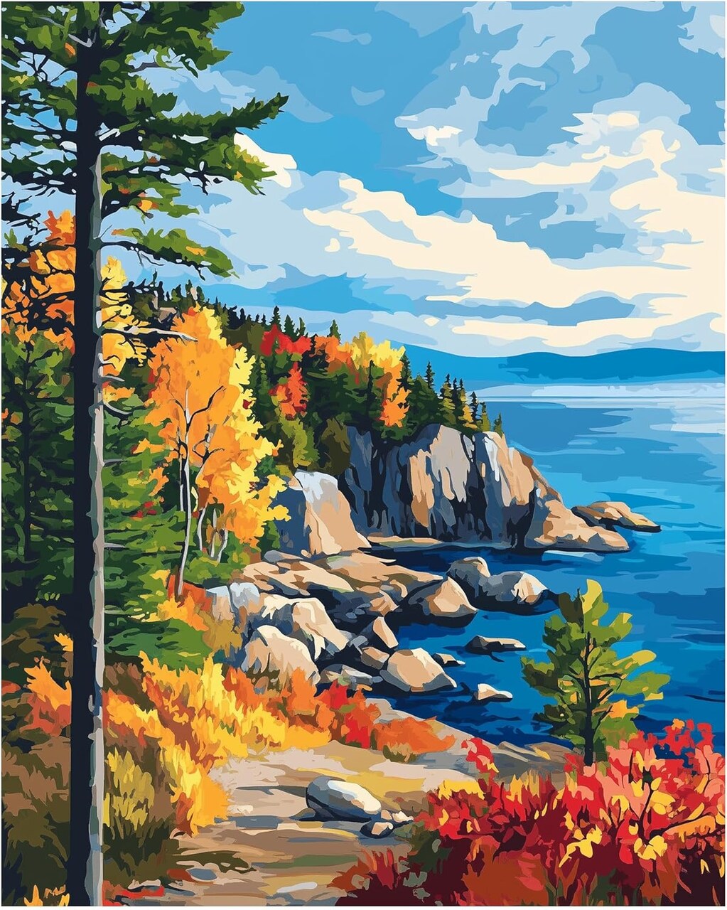 Paint by Numbers Kit for Adults – Acadia National Park Maine Landscape Canvas, Mountains & Trees, 16x20 inch, Acrylic DIY, Home Decor (No Frame)